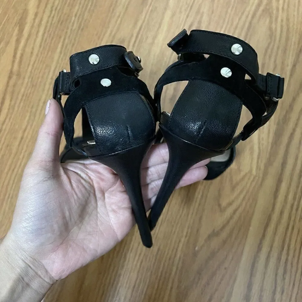 Herve Leger Hera black high heel Strappy sandals Stiletto shoes size EU 38 US 7